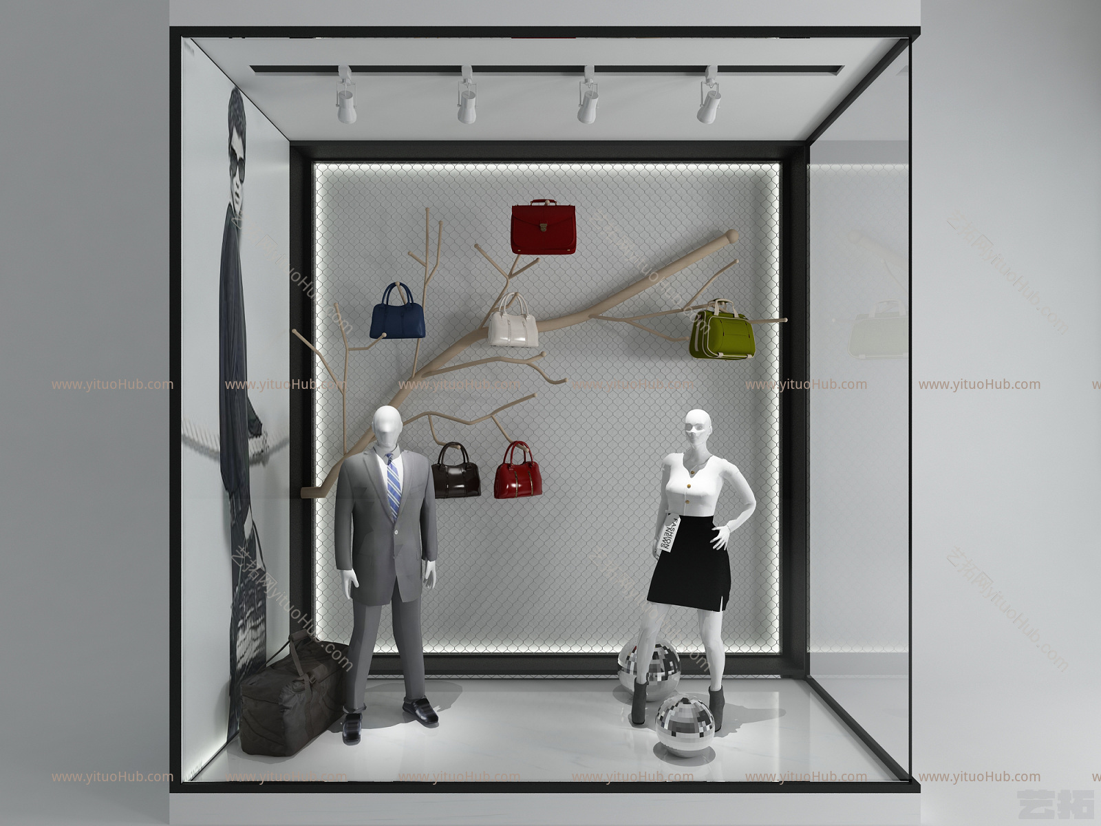 现代服装店橱窗 模特展示