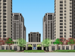 新古典高层住宅景观建模规划