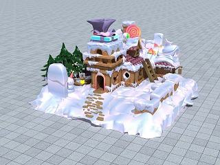 现代雪地糖果屋模型