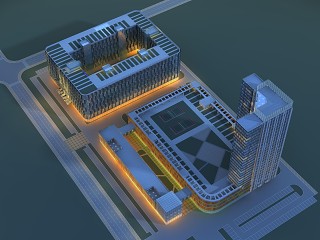 现代商业办公楼模型