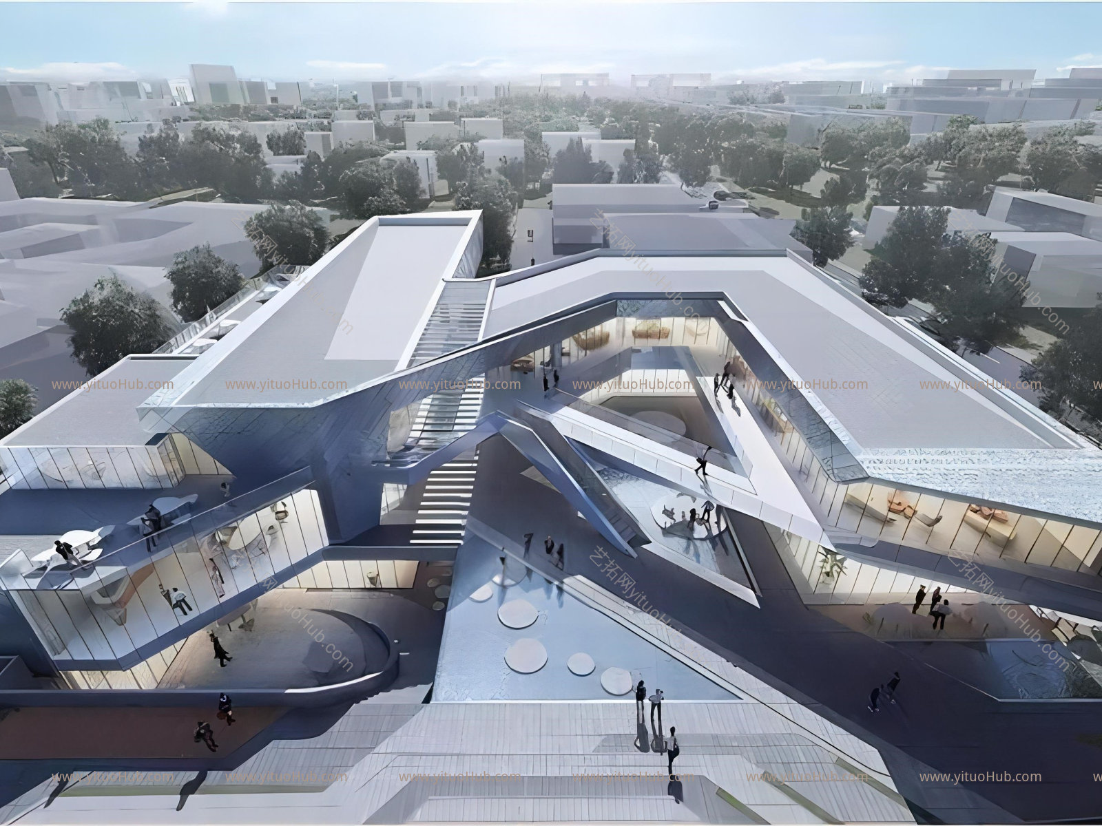 现代售楼处建筑 展览艺术馆建筑 商业建筑 多层办公楼