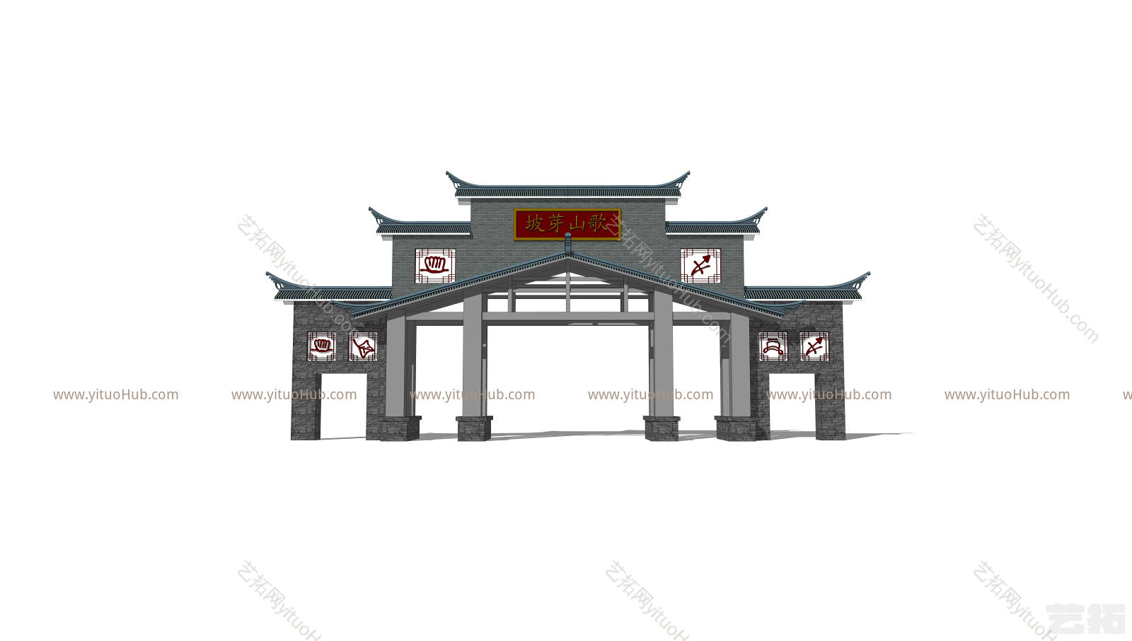 现代中式风格小区入口