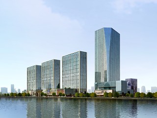 湖边建筑效果图