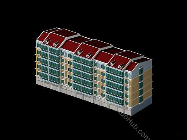 现代小区住宅楼模型