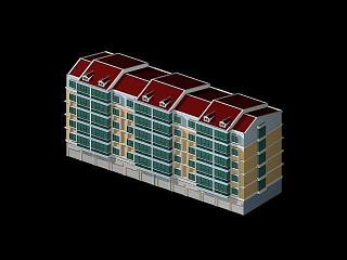 现代小区住宅楼模型
