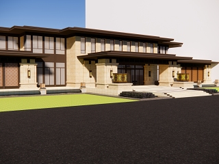 新中式售楼处建筑SU模型
