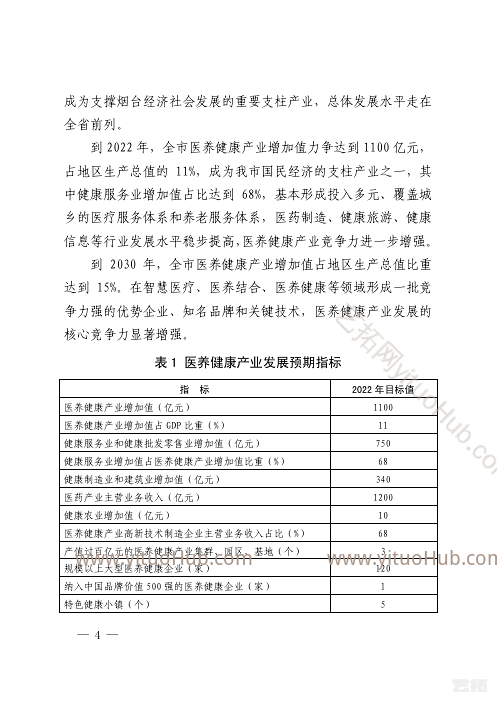烟台市医养健康产业发展规划
