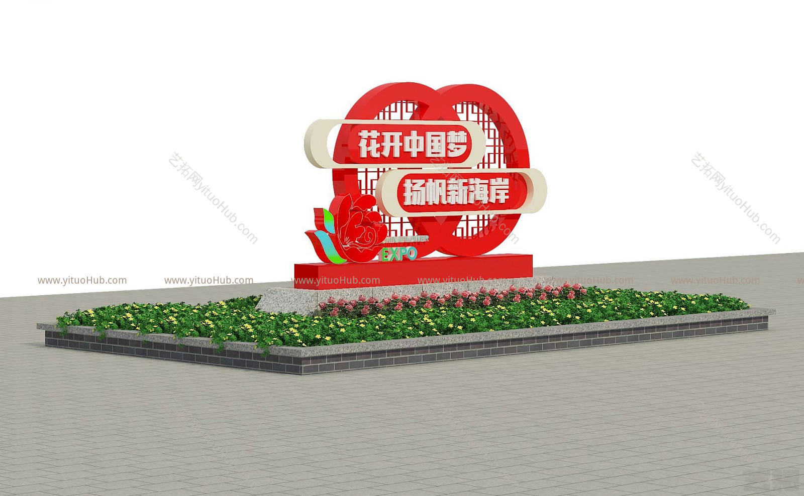 现代形象墙模型