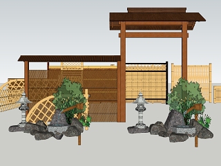 竹制品屏风护栏景观
