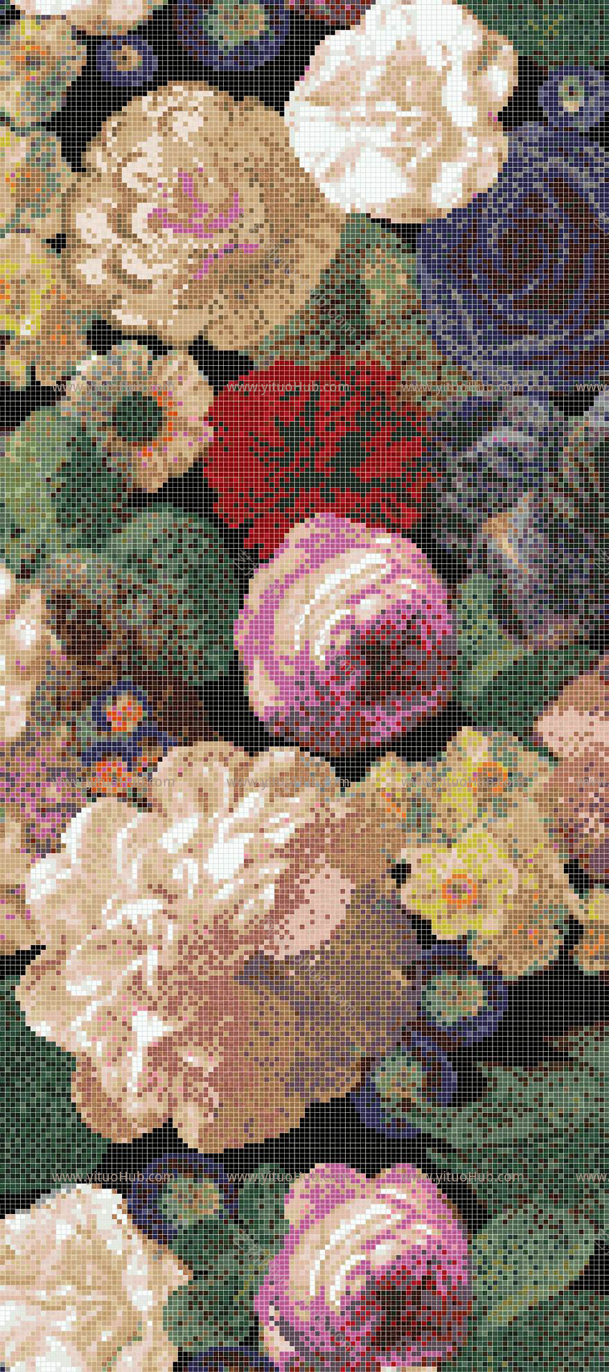 墙面花卉、植物景观马赛克瓷砖贴图