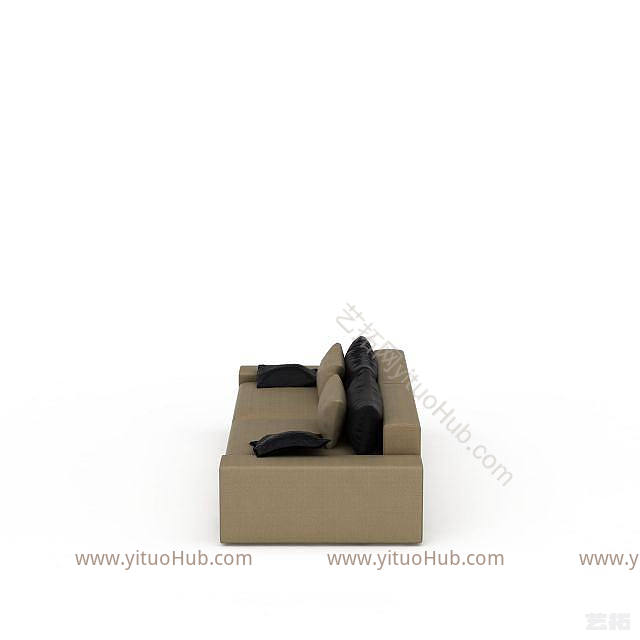 现代布艺灰色沙发模型