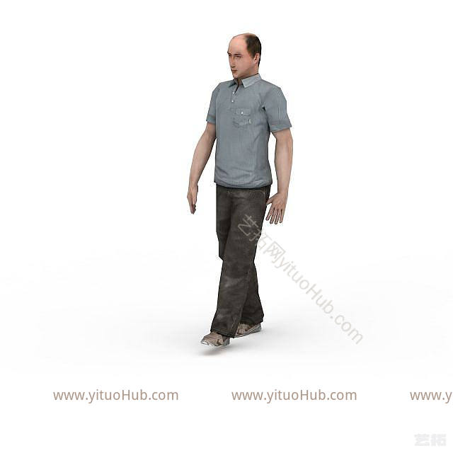 现代秃头男人模型