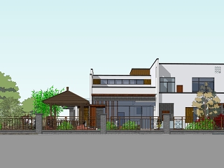 新中式别墅农乡村自建房建筑景观