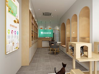 现代宠物店 吊灯 前台