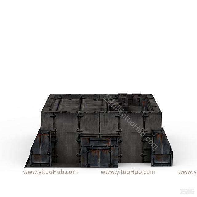 现代游戏建筑场景仓库模型