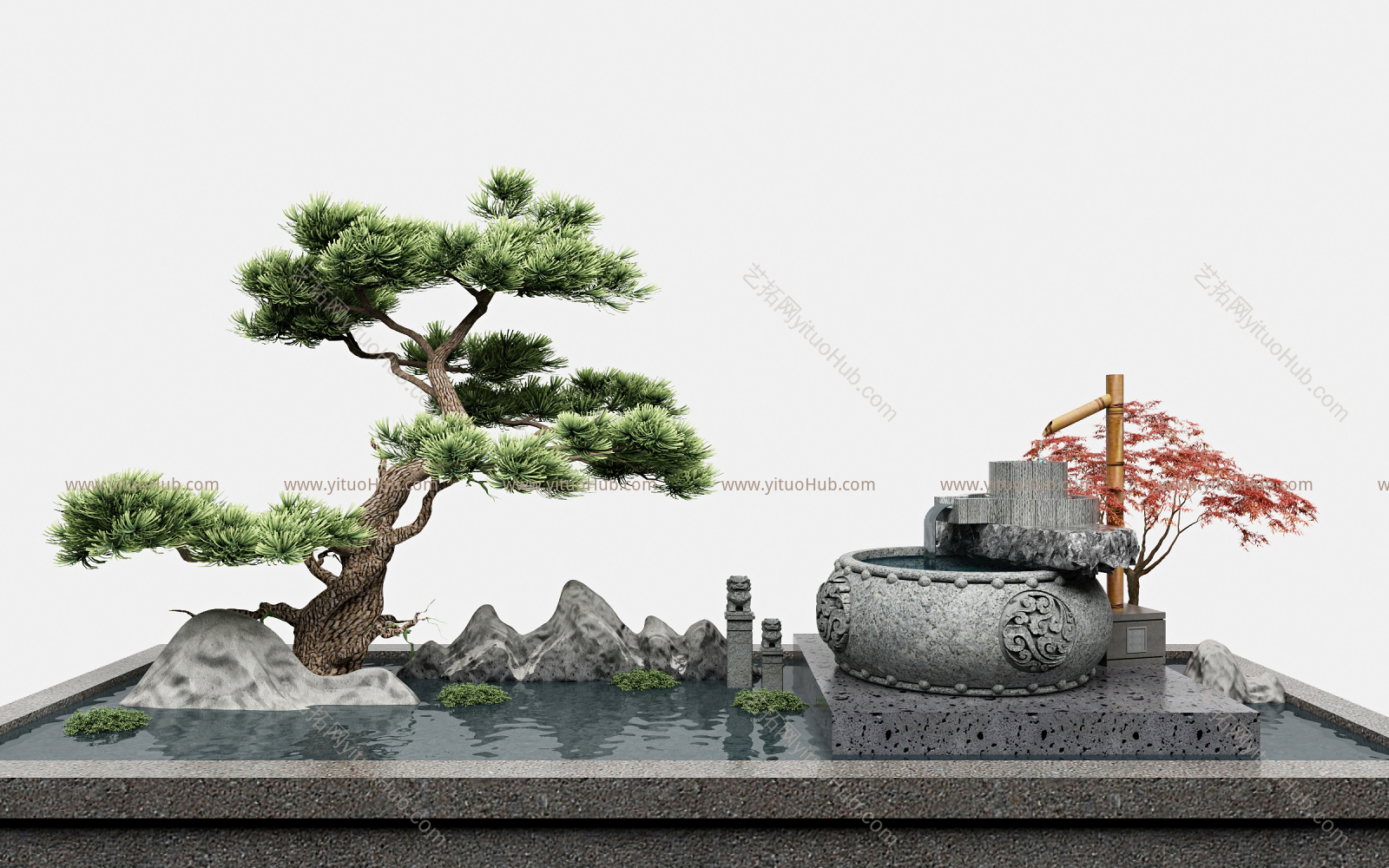 新中式庭院流水景观小品