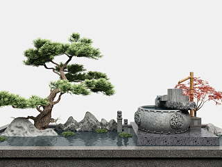 新中式庭院流水景观小品