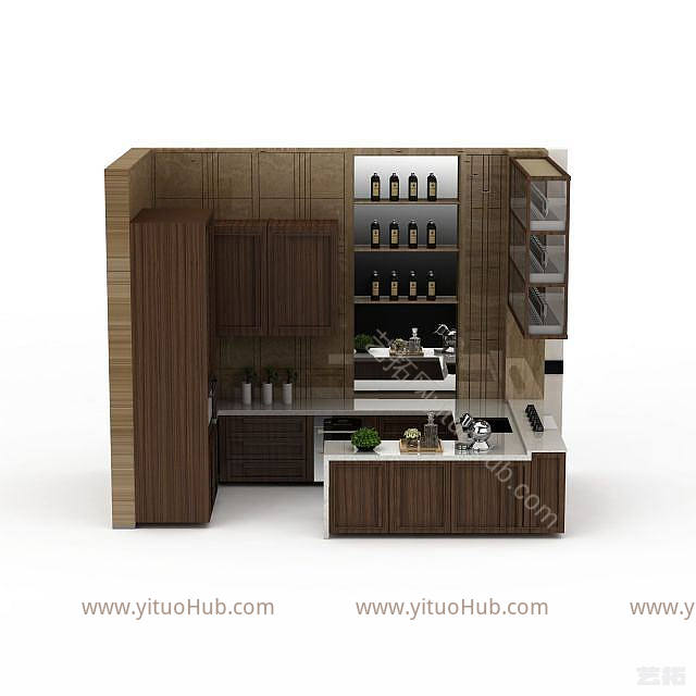 实木展示柜模型