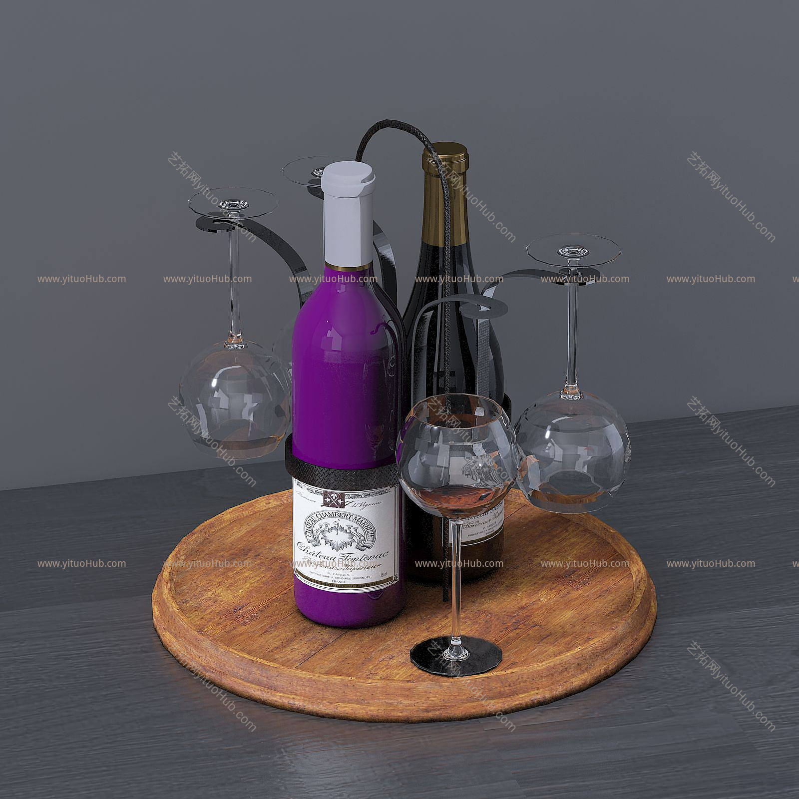 现代桌面摆件红酒酒杯模型