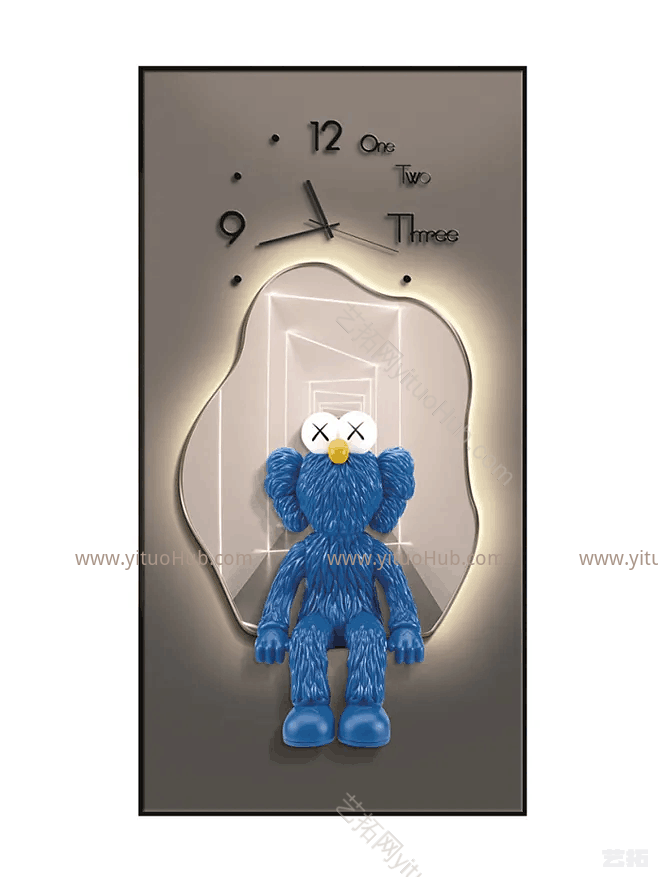 kaws卡通装饰画创意时钟挂画贴图