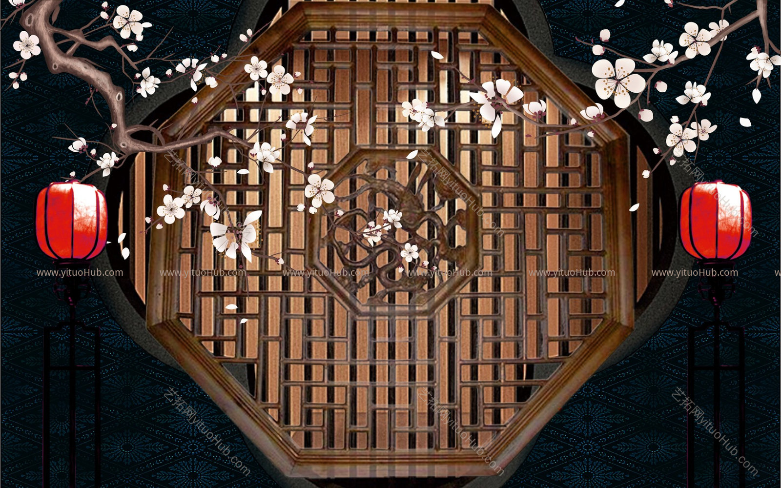 新中式古风古典立体背景