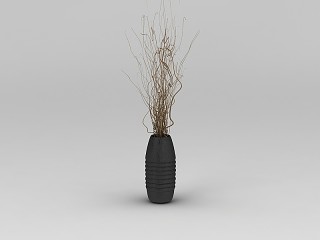 现代干枝花瓶模型