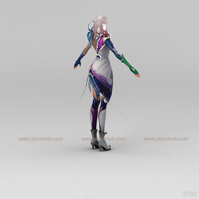 现代精灵女动漫游戏角色模型