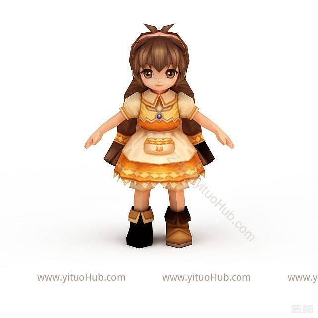 现代动漫角色日系小女孩模型