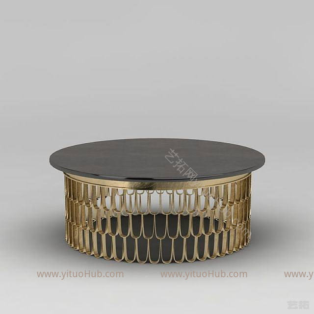 现代金色茶几模型