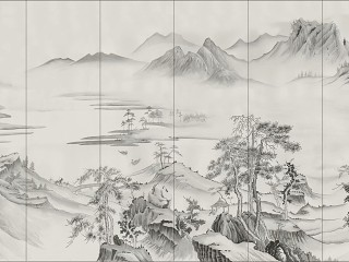 新中式水墨山水壁画