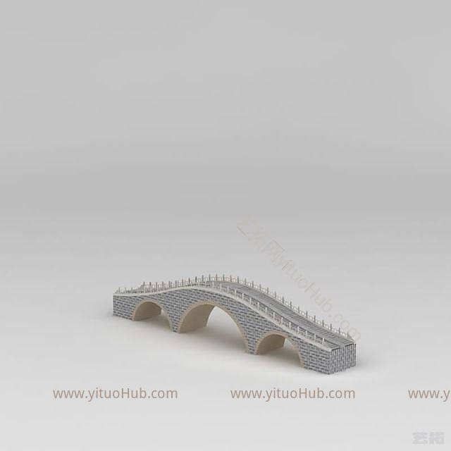 现代三孔石拱桥模型