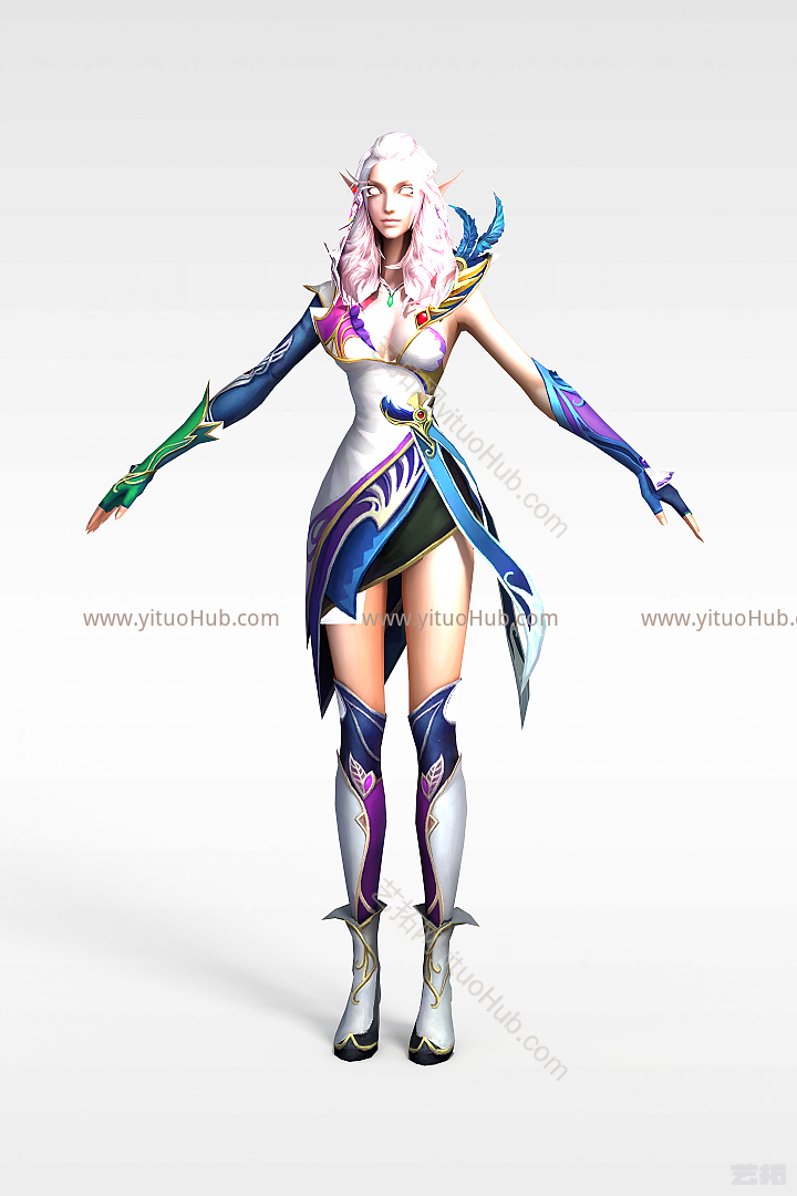 现代精灵女动漫游戏角色模型