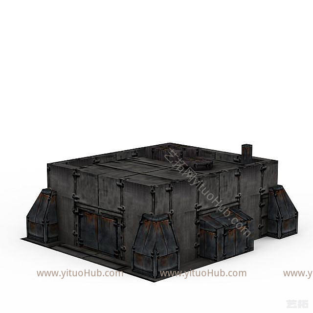现代游戏建筑场景仓库模型