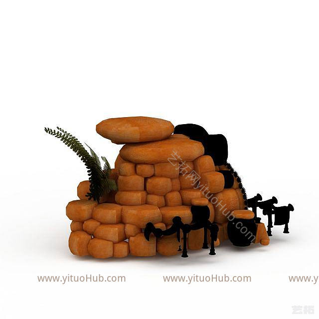 现代游戏石洞小屋模型