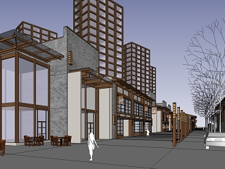 现代简洁商业街室外 建筑 街景 街道