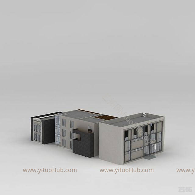 现代自建办公楼模型