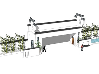 现代中式小区入口大门