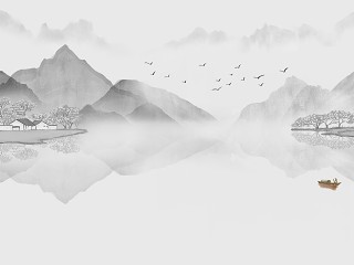 新中式水墨山水壁画