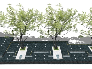 现代风格住宅景观小品 跌水水景 水钵 中轴水景景观