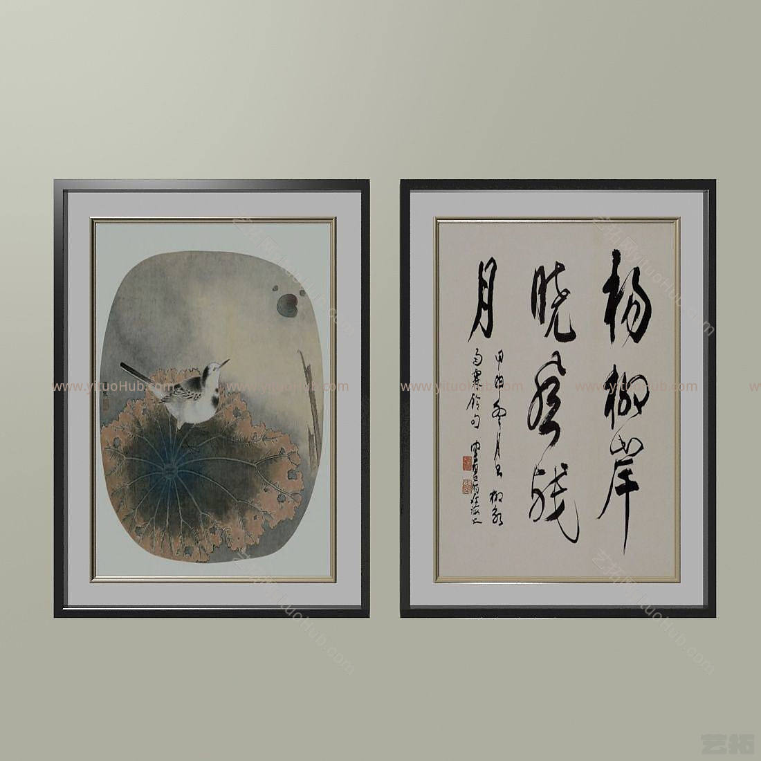 现代水墨装饰画模型