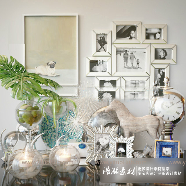 欧式简约 摆件 餐厅 挂画 绿植 工艺品