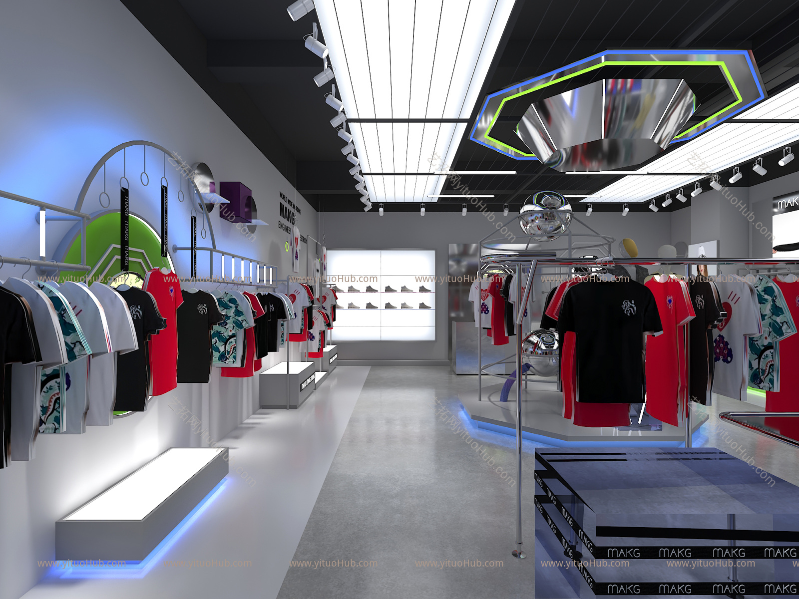现代科技风潮牌男装服装店
