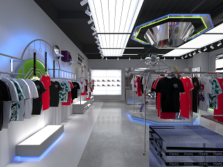 现代科技风潮牌男装服装店