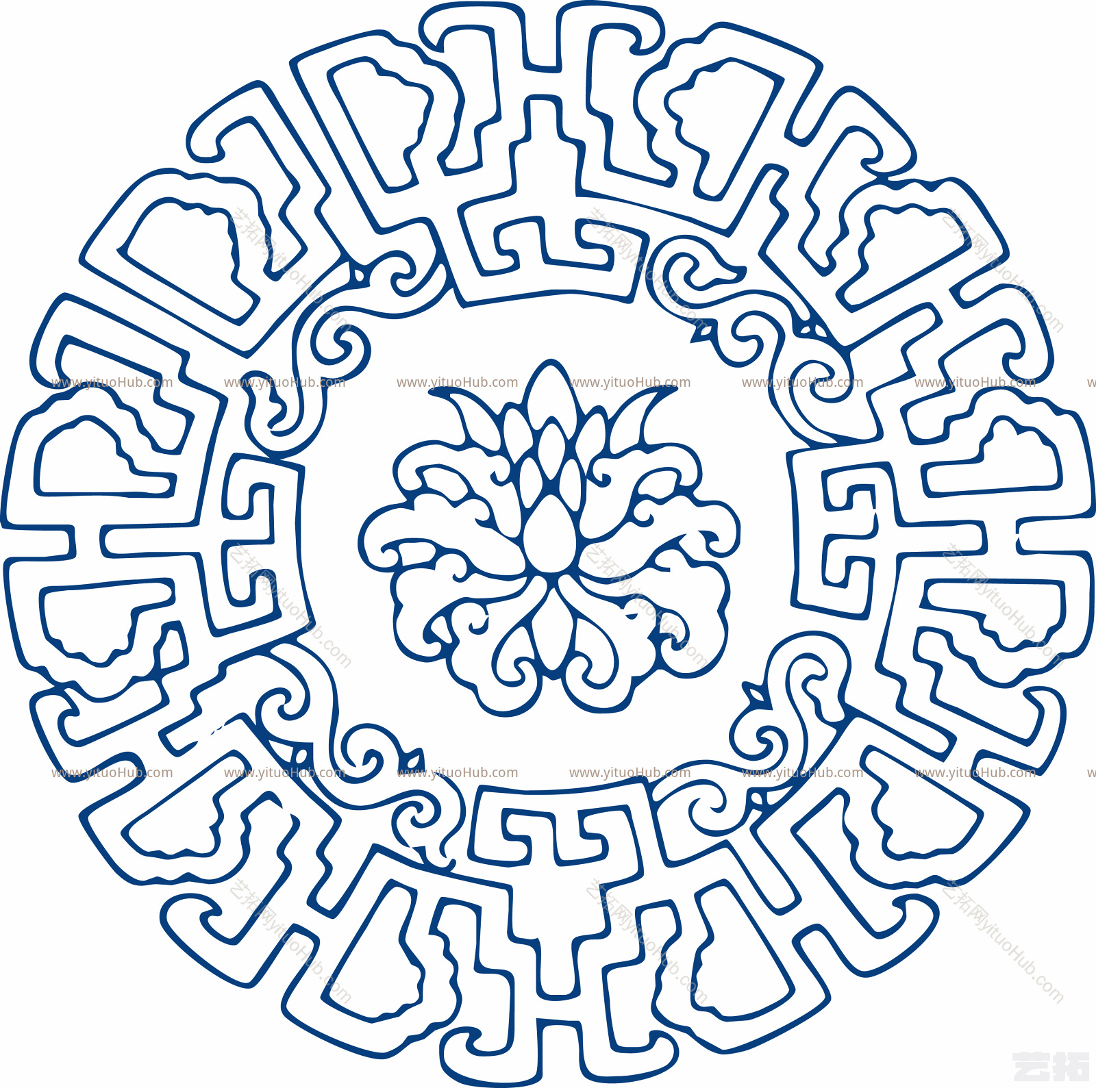 古代青花瓷图案花纹中国风图案贴图