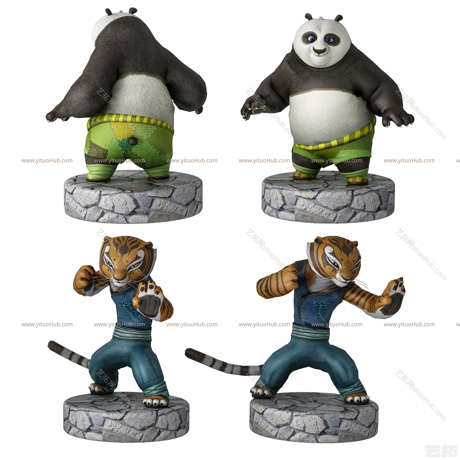 现代功夫熊猫角色手办 老虎 熊猫