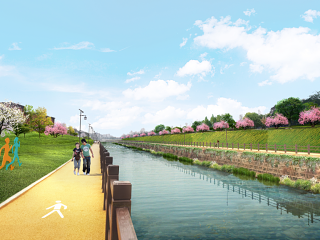 滨水河道游步道景观