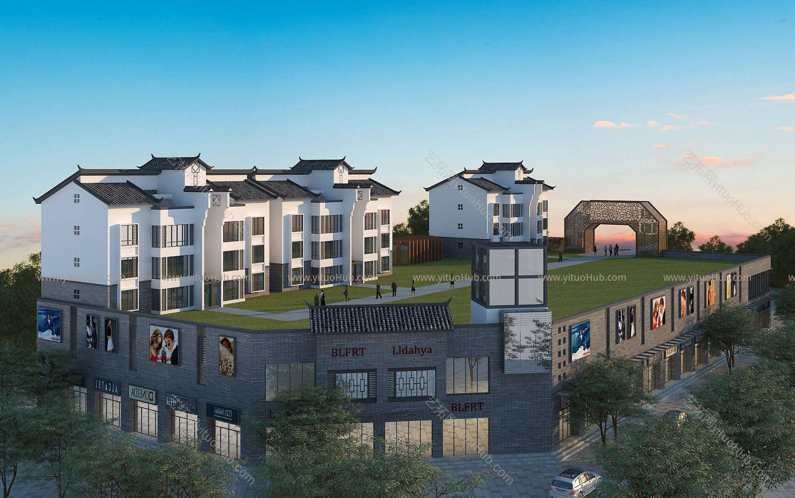 新中式商住楼模型