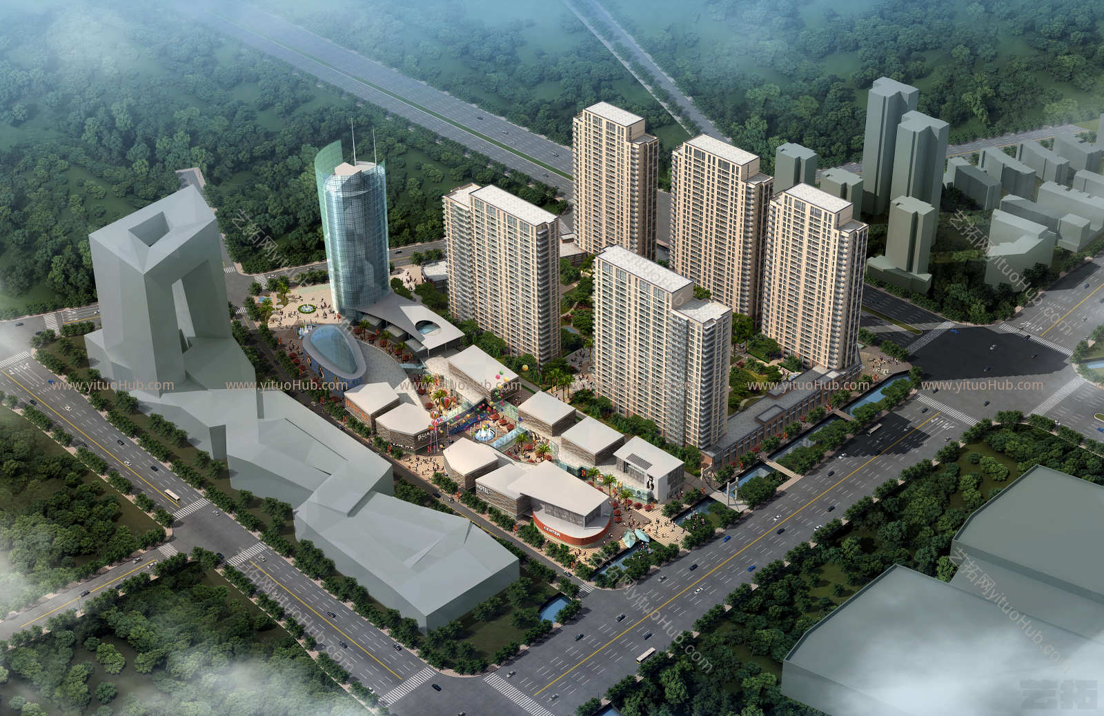 住宅建筑鸟瞰图