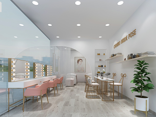 现代轻奢美容美甲店 挂画 桌椅