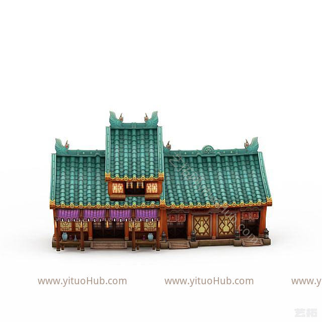 现代古代游戏场景房屋模型